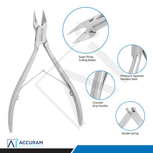 Coupe-ongles professionnel Accuram pour doigts et orteils, pince à cuticules, coupe-ongles à mâchoires affûtées en acier inoxydable, podologie, manucure, ouverture large des mâchoires - Product Image 2