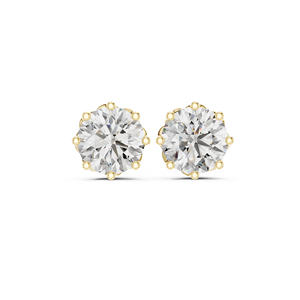 Pendientes de compromiso de oro amarillo de 14 quilates con diamantes cultivados en laboratorio para mujer |   Diamante Cultivado Nuevo - Product Image 1