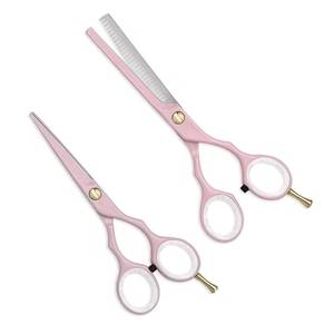 Ciseaux à cheveux roses, lame en acier inoxydable, ciseaux à effiler, pour droitiers, manche moyen, poignée en plastique - Product Image 1