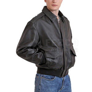Blouson d'hiver en cuir pour homme 2026, grande taille, en cuir de vachette, imperméable, respirant, col montant, logo frontal, livraison directe usine - Product Image 2