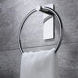 Anneau porte-serviettes auto-adhésif en acier inoxydable pour fixation murale de salle de bain, support de serviettes de toilette anti-rouille, accessoires de salle de bain modernes - Product Image 2