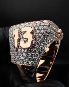 Bague de luxe Hip Hop Bling en argent sterling 925 avec diamant Moissanite et lettres serties, plaquée rhodium, personnalisable, tendance - Product Image 4