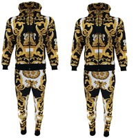 Conjunto Deportivo Ecológico para Hombre, Modelo 2026, 2 Piezas, Pantalones Joggers con Estampado Barroco, Estilo Urbano Hip Hop