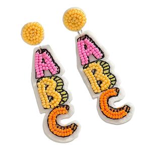 Pendientes Colgantes de Cuentas de Vidrio Hechos a Mano con Forma de Flor, Diseño Cristiano Personalizado, Color Sencillo, Estilo Deportivo, Moda de Invierno para Maestros - Product Image 5