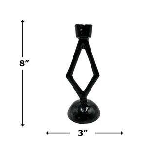 Black <b>Candlestick</b> Holder 8 Inch <b>Tall</b> Geometric Design for Home Decoration Durable Metal Finish - Product Image 1