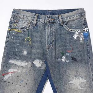 Jeans en denim droit de qualité supérieure, nouveau design, prix abordable, vintage, déchirés, délavés, unis, personnalisables pour hommes - Product Image 4