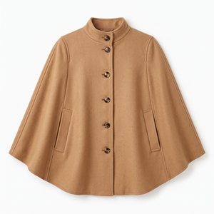 Cape en laine mélangée pour femme, classique, élégante, décontractée, manteau drapé, OEM ODM, vente en gros, usine, marque privée, faible MOQ - Product Image 5