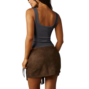 Trendy Women's Square Neck Ribbed Tank <b>Top</b> With <b>Rhinestone</b> Star Decoration Sexy Club Style Short Length Knitted Polyester <b>Top</b> - Product Image 2