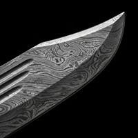 Couteau de chasse Bowie personnalisé en acier Damas à haute teneur en carbone, pointe clip, manche en bois de cerf naturel, bord droit, épaisseur 0,5 mm