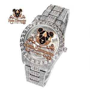 Montre-bracelet de luxe pour homme en quartz avec diamants Moissanite, boîtier en acier inoxydable serti de cristaux, cadran éclatant et design haut de gamme - Product Image 6