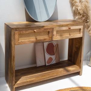 Console en bois à 2 tiroirs Vandana Sierra Flux Rattan, meuble d'appoint moderne en rotin naturel tressé - Product Image 1
