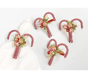 Luxury Red and White <b>Candy</b> Cane Napkin Holder with Ornament Accents Elegant Holiday Beaded <b>Candy</b> Cane and Ornament Napkin Ring - Product Image 2