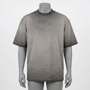T-shirt en coton surdimensionné pour hommes, col rond, manches courtes, gris uni, décontracté, respirant, écologique, séchage rapide, jersey 220g - Product Image 3