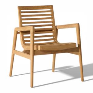 Chaise de salle à manger scandinave moderne en teck massif, fauteuil de luxe à dossier à lattes, chaise en bois de style nordique pour la maison et l'hôtellerie - Product Image 1