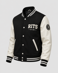 Veste universitaire rouge pour homme Rits Enterprises en laine/polyester/coton/cuir, col montant, boutons en corne, logo sur le devant et le dos - Product Image 4