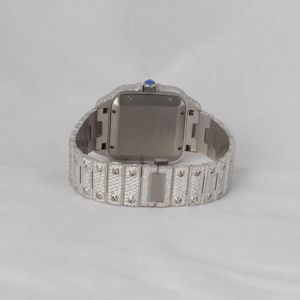 Reloj de Pulsera Premium con Correa de Diamantes Plateados, Esfera Cuadrada, Movimiento Analógico de Cuarzo con Detalles de Moissanita y Adornos de Diamantes Refinados - Product Image 4