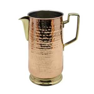 Engraved Copper Pitcher Rustic Hammered Jug Decorative Brass Handle Eco Friendly <b>Drinkware</b> for Home Kitchen Bar Décor - Product Image 2