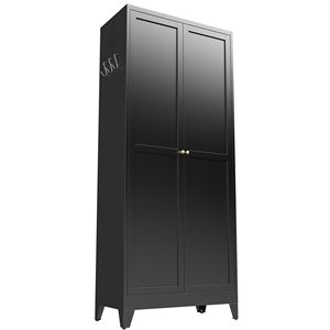 Armoire de cuisine moderne en métal noir de 75 pouces, autoportante, avec 5 étagères réglables, capacité de 180 lb, modèle D0100XFLDHA - Product Image 1