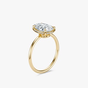 Anillo con halo oculto de diamante cultivado en laboratorio de 2 quilates con corte de pera en oro amarillo de 14 quilates, joyería nupcial minimalista de lujo. - Product Image 2