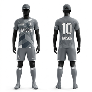 Premium 180 GSM Polyester Soccer Uniform Black Geometric Texture Breathable Custom Sublimation Kit - Product Image 2