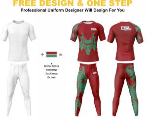 Ensemble de rashguards pour hommes imprimés par transfert thermique, design personnalisé et élégant, vente en gros directe d'usine, vêtements de compression respirants pour hommes - Product Image 2