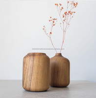 Vase à fleurs en bois sculpté à la main Vase de décoration de maison et de bureau Vase en bois rond en bambou fait à la main