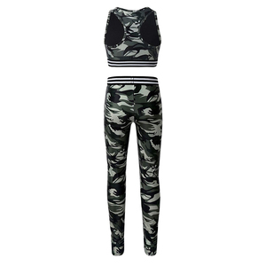 Camouflage Yoga Set 2 Piece Racerback Sports <b>Bra</b> High Waist Leggings Quick Dry Spandex Polyester Full Length Contrast Binding - Product Image 2