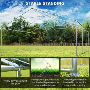 Tendone per Matrimoni 20FT X 20FT, Resistente, Grande, per Eventi all'Aperto, Garage, Feste, Gazebo con Pareti Laterali Grigie - Product Image 5