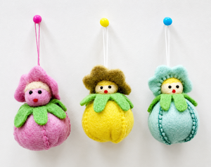 Set of 3 Handmade Felted Easter <b>Dolls</b> for Home Decor Hanging Ornaments and Perfect Gifts - Product Image 1