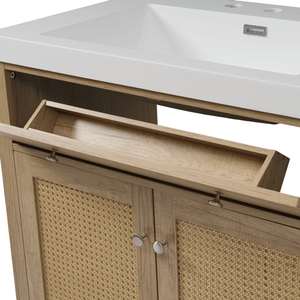 Mobile bagno da 60 pollici con doppio lavabo SMC, unità a pavimento impermeabile con 2 vassoi ribaltabili, 4 cassetti a ribalta e spazio contenitivo morbido. - Product Image 4