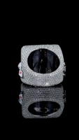 Anillo Unisex de Plata 10K con Diamante Cultivado en Laboratorio VS-SI de 7 Ct, Bañado en Rodio, Corte Esmeralda, Estilo Hip Hop Casino