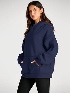 Sudadera con Capucha Extra Grande para Mujer, Manga Larga, a Rayas, 100% Algodón, Forro de Tela Ancha, Antipilling, Transpirable, Ropa Casual de Otoño - Product Image 2