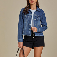 Veste en jean pour femme en coton biologique tricoté respirant, style tendance, veste en jean imperméable à séchage rapide pour femme