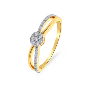 Anillo de Diamantes Infinite Gleam, Anillo con Curva Infinita, Oro Amarillo de 14K, Anillo de Diseño con Diamantes Redondos de 0.25 CT - Product Image 1