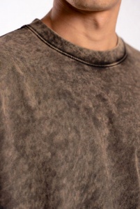 High Quality Custom Logo Combo Printed and Embroidered Oversized Acid Wash Distressed T-<b>Shirt</b> Short Sleeve Unisex - Product Image 5