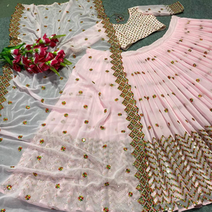 Vêtements indiens et pakistanais vêtements ethniques traditionnels Lehenga Choli avec chemisier et ensemble Dupatta tissu fausse Georgette de haute qualité - Product Image 1