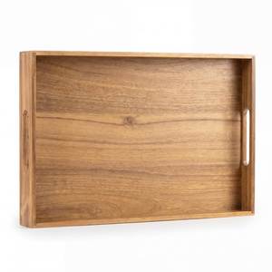 Plateau de service rectangulaire en bois, design classique, finition polie, durable pour aliments, boissons, fruits, collations, mariage, artisanat - Product Image 2