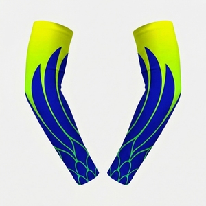 Manches de bras trois-quarts pour hommes, imprimées, motif bleu vert, polyester, protection solaire UPF50+ - Product Image 1
