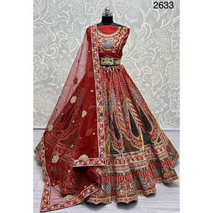 Collections de velours de vêtements de mariée indiens pour la mariée avec le travail de Zarkhan par Fabzone - Product Image 6