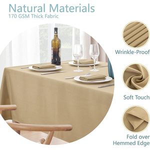 Waterproof Faux Linen Rectangle Tablecloth 60x120 Inch Stain & Wrinkle Resistant Washable Decorative Fabric <b>Table</b> <b>Cover</b> - Product Image 2