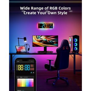 Smart <b>Digital</b> LED <b>Wall</b> <b>Clock</b> 16.5 Inch RGBIC Display App Controlled Multiple DIY Colors Music Sync Large <b>Wall</b> <b>Clock</b> - Product Image 1