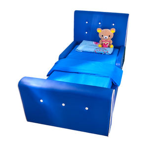 Cama para Niños Pequeños con Estructura de Madera Maciza, Tapizada en Terciopelo, Cama Individual para 1-3 Años, Moderna, Ecológica y Duradera, para Dormitorio, Escuela u Hospital - Product Image 3