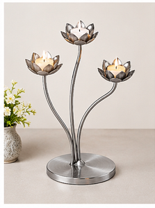 Support à bougie décoratif en métal, nouveau design, couleur argent, artisanat métallique, pour décoration de mariage et d'événements - Product Image 6
