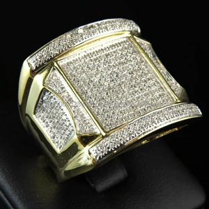 Round Moissanite Diamond Engagement <b>Ring</b> 925 Sterling Silver Rhodium Plated Hip Hop Style Wedding Anniversary Gift <b>Iced</b> Out <b>Ring</b> - Product Image 1