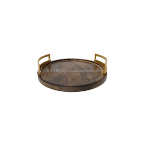 Design moderne dernier plateau en bois de forme ronde assiette de service en bois dernier plateau pour servir des aliments en gros prix bon marché - Product Image 6
