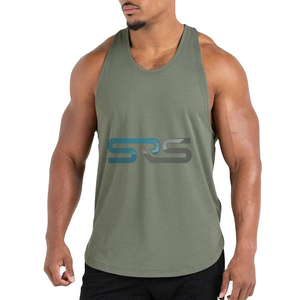 Men's Gym Singlet Knitted Plus Size Custom Design Muscle Fit Tank <b>Top</b> Spandex/Cotton Workout Shirt - Product Image 5