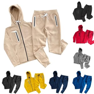 Ensemble de sweat-shirt à capuche jaune pour homme, coupe classique, fermeture éclair, jogging décontracté, 100% polyester - Product Image 4