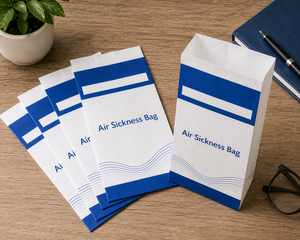 Air Sickness Bag <b>Biodegradable</b> Eco-Friendly Kraft <b>Paper</b> Twisted Handles Offset Printing Self Adhesive Seal Disposable Standard - Product Image 3