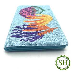 Saints Embroidered Polyester Handmade Rectangular Purse Headband Turquoise Textile Washable Snap Closure Daily Use - Product Image 2