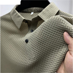 Camiseta de Golf de Verano para Hombre, de Alta Calidad, Tejida, 100% Algodón, Color Sólido, Fresca, Informal, con Cuello Rib, Transpirable, de Manga Corta - Product Image 3